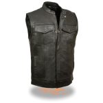 Milwaukee Leather Men’s Open Neck Snap/Zip Front Club Style Vest