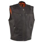 Milwaukee Leather Men’s Zipper Front Leather Vest with Cool Technology