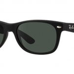 Ray-Ban New Wayfarer Classic Sunglasses with Rubber Black Frame/Polar Green Lens