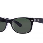 Ray-Ban New Wayfarer Color Mix Sunglasses with Black/Transparent Frame/Green Classic G-15 Lens
