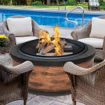 Sun Joe 35 In. Cast Stone Fire Pit w/Dome Screen and Poker, Rustic Wood