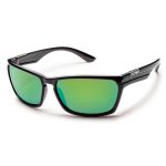 Suncloud Injection Cutout Black Polarized Green Mirror Sunglasses