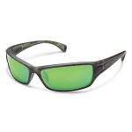 Suncloud Injection Hook Matte Green Stripe Polarized Green Mirror Sunglasses