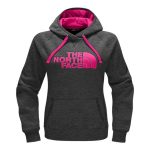 The North Face Women’s Avalon Half Dome Pull-Over Hoodie – Dark Grey Heather/Petticoat Pink