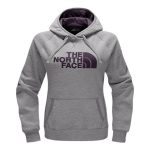 The North Face Women’s Avalon Half Dome Pull-Over Hoodie – Light Grey Heather/Dark Eggplant Purple Stripe