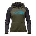 The North Face Women’s Fave Half Dome Pull-Over Hoodie – Burnt Olive Green Heather/Vistula Blue