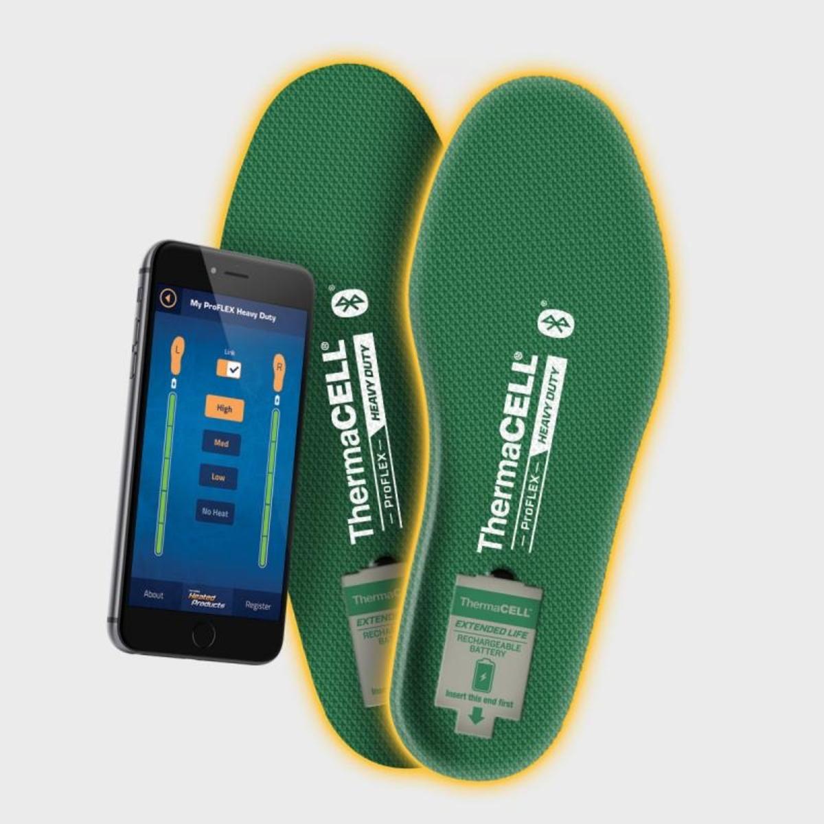 ThermaCELL Proflex Heavy Duty Heated Shoe Insoles with Bluetooth Compatibility 